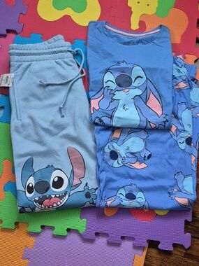 Blue Stitch Print Womens PJ & Sweatpants